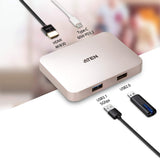 Aten Ultra Mini Dock with Power Pass-through, 4k, USB-C - UH3235